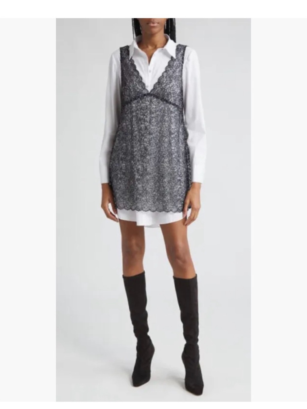 cinq a sept Catilina Black Lace Asymmetrical Slip Dress
